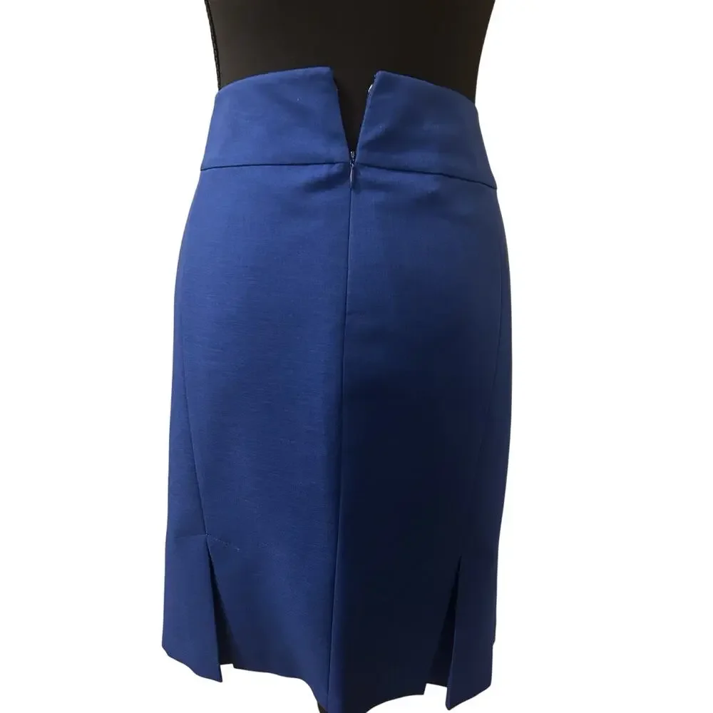 Evan Picone Black Label Pleat Pencil Skirt Midnight Blue Size 4 Office Chic EUC